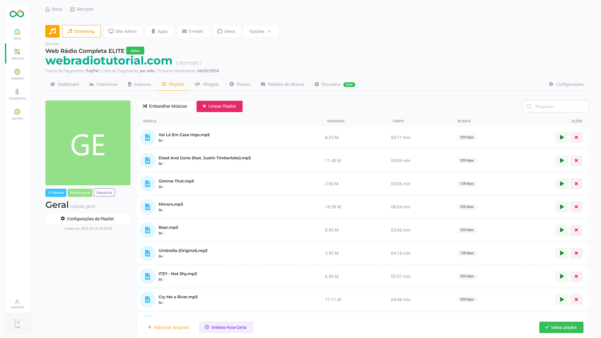 Playlists automatizadas